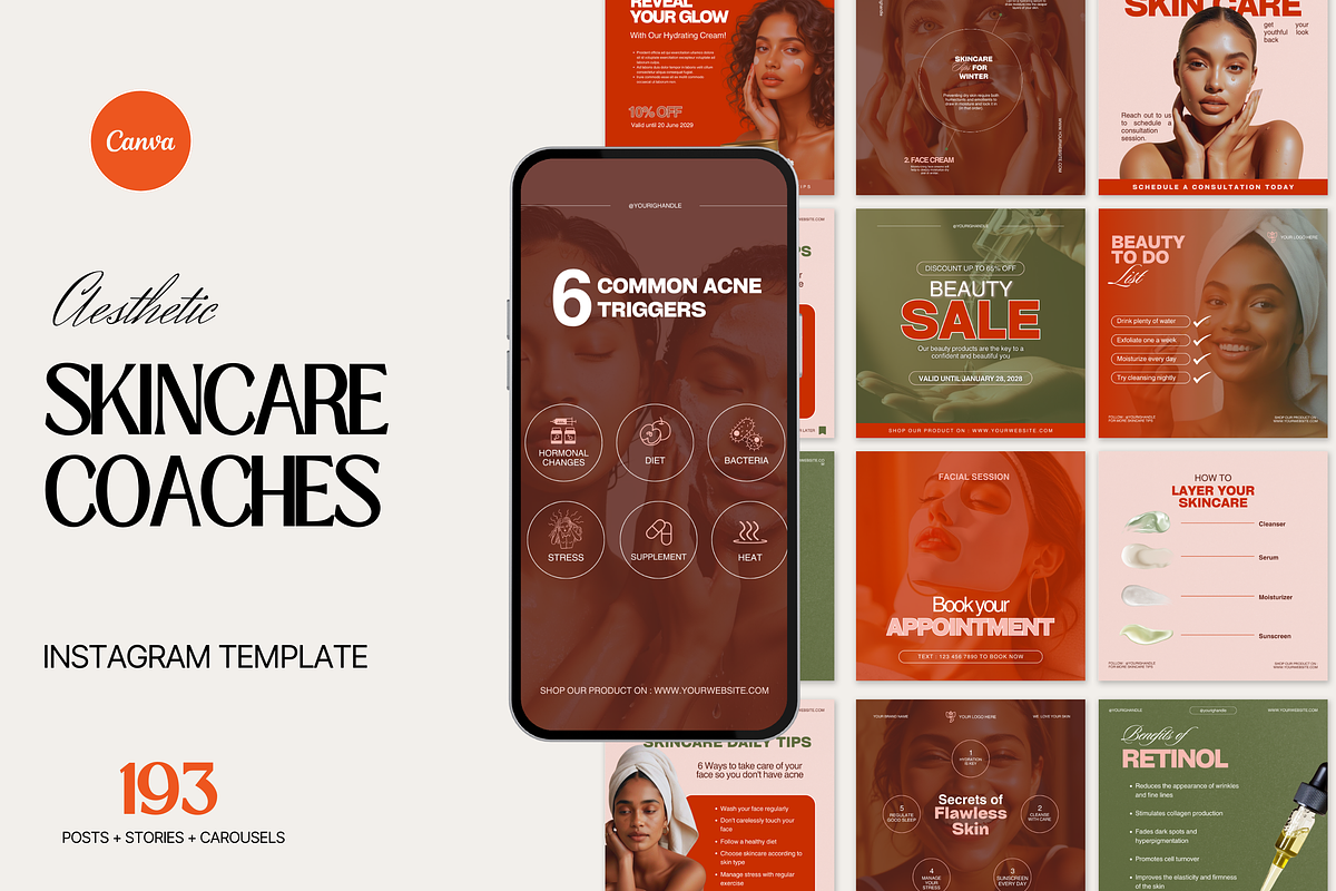 Skincare coach - Instagram Templates, a Social Media Template by My Template Studio (Photo 1 of 25)