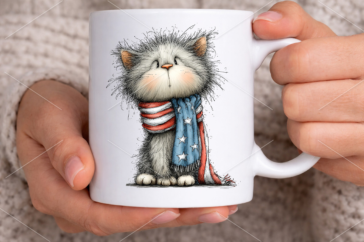 Whimsical 4th of July Cat Clipart, a Seasonal Illustration by Canvas Craft (Photo 6 of 7)