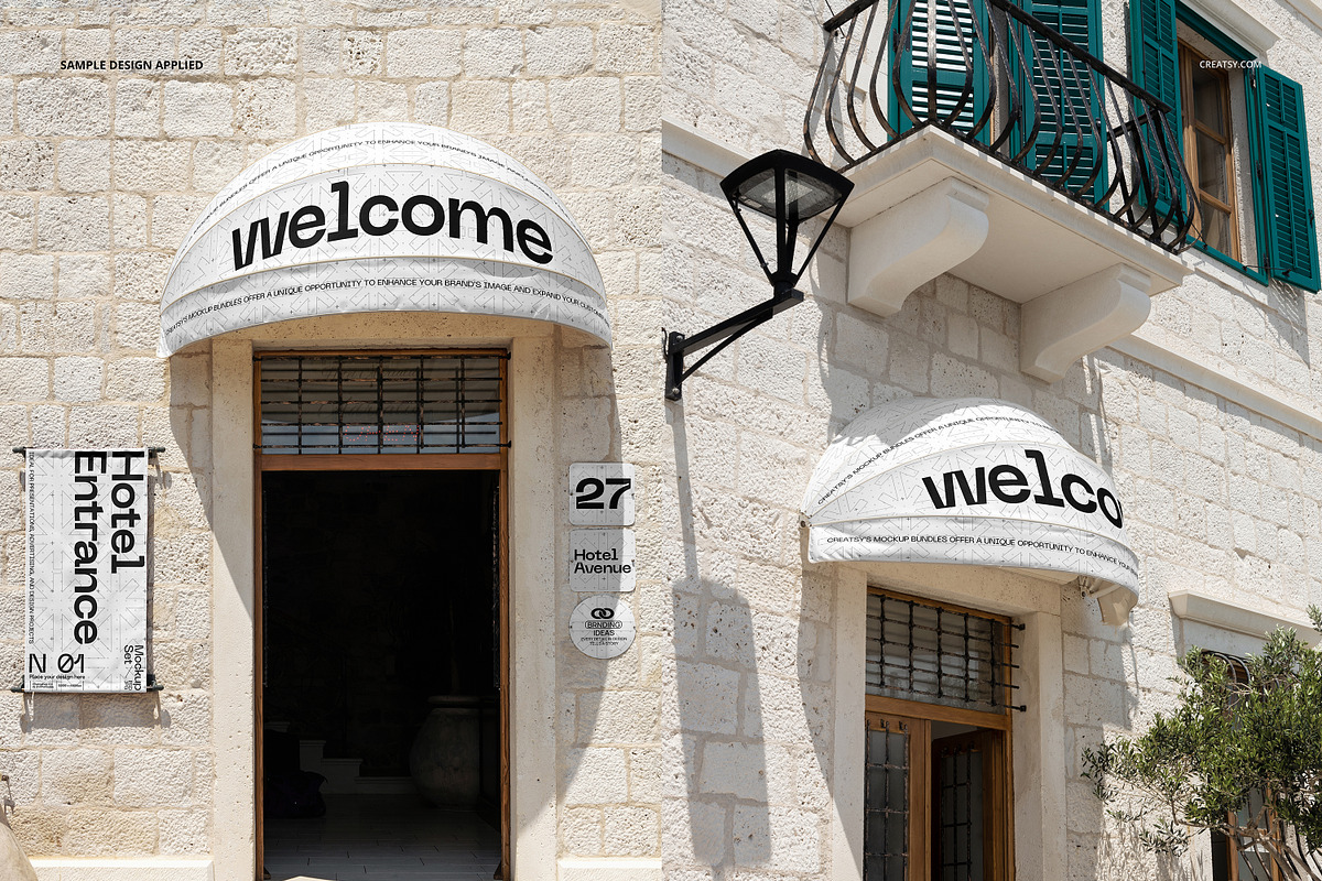 Hotel Entrance Mockup Set, an Advertising Mockup by creatsy5 (Photo 3 of 4)