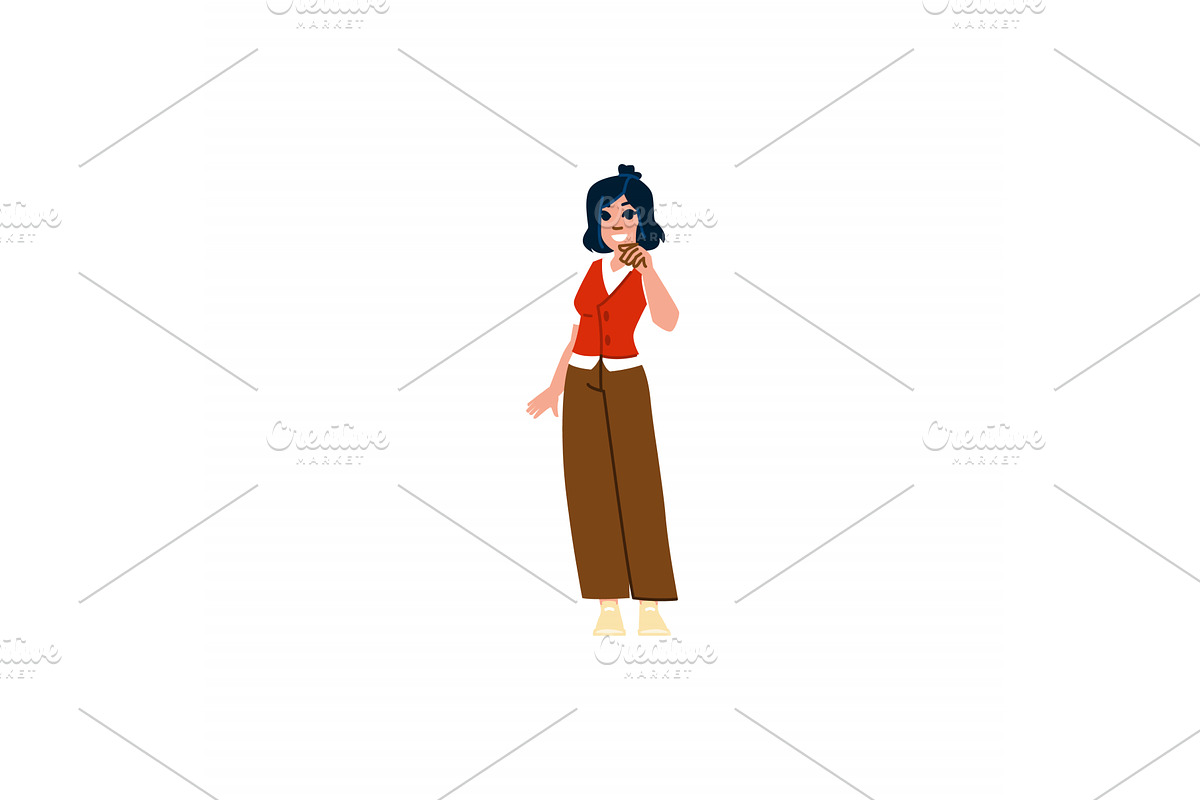 Young woman enjoying a delicious, a Person Illustration by pikepicture