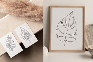 One Line Boho Leaves Clipart