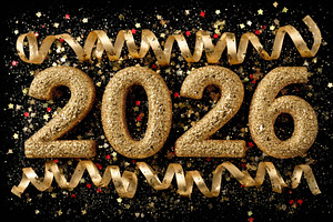Glittering Gold 2026 New Year Celebr, a Photo by Pixeness Studio