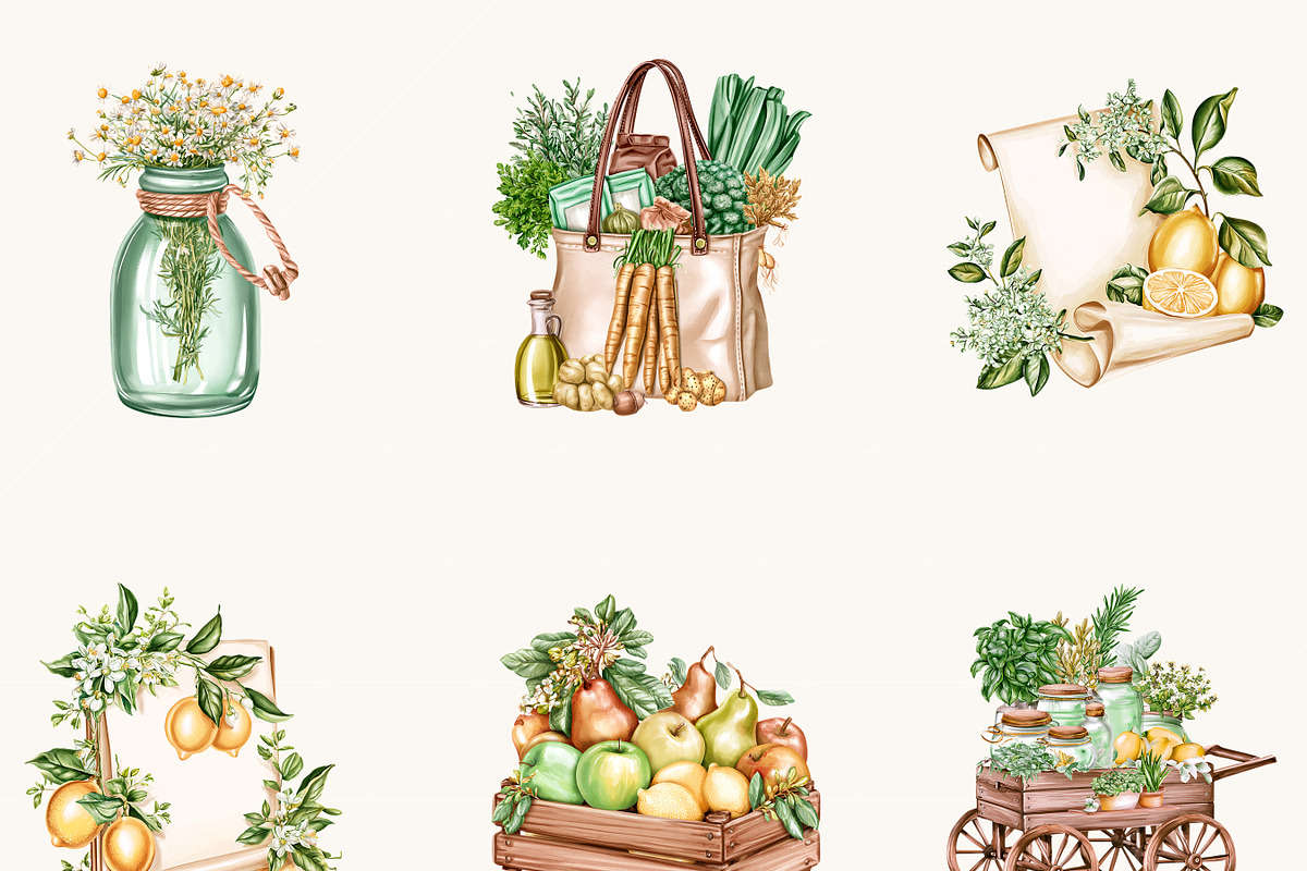 Watercolor Meal Prep Grocery, an Object Illustration by BusyDaydesign (Photo 3 of 9)
