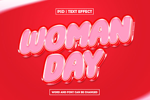 Glossy pink woman day 3d text effect, a Layer Style Add-On by AP Market