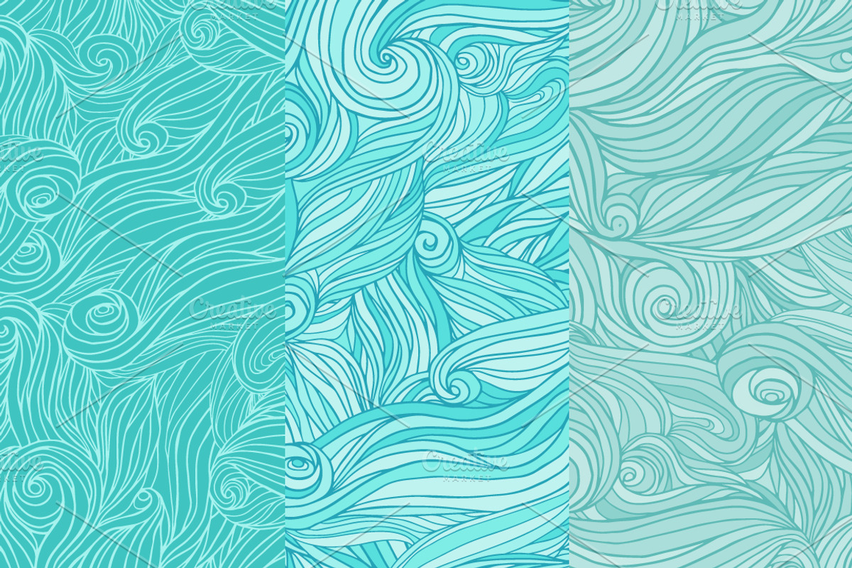 Whale in the sea waves patterns set., a Pattern Graphic by odpium (Photo 2 of 4)
