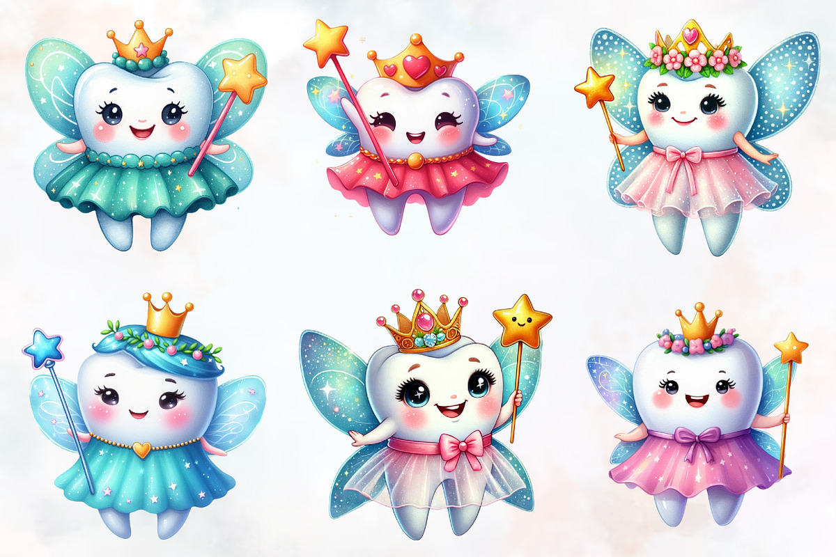Colourful cute tooth fairy sublimati, a Seasonal Illustration by RobertsArt (Photo 3 of 7)