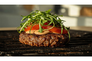 Grilled beef patty topped with fresh, an Illustration by tilialucida