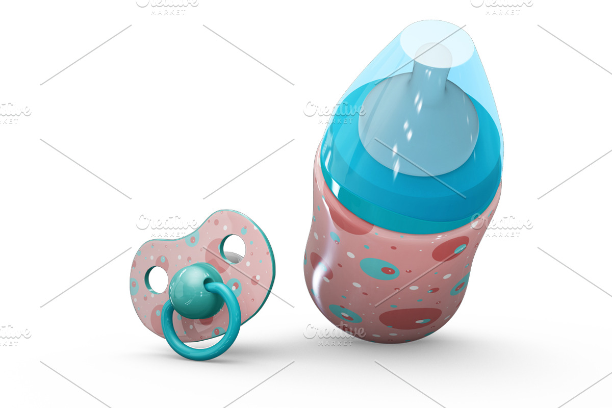 Baby Bottle and Pacifier Vol2 Mockup, a Product Mockup by PixelMockup (Photo 10 of 17)