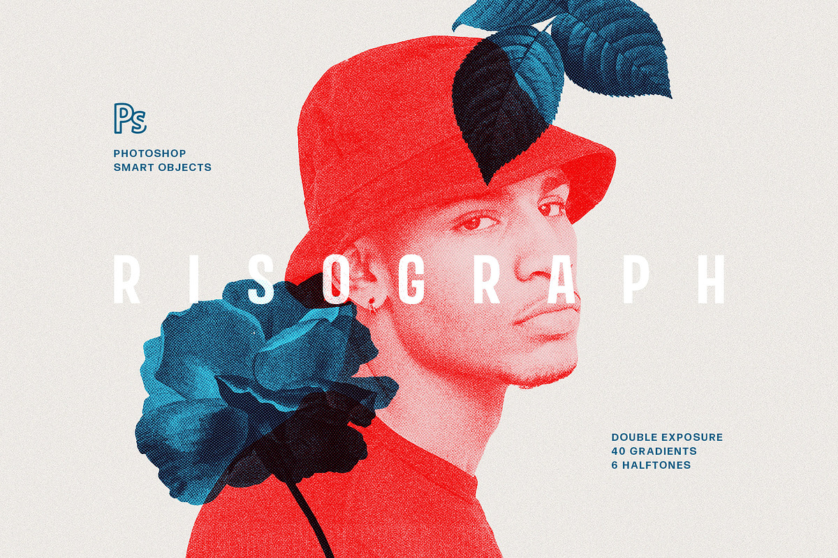 Risograph Double Exposure Effect, a Layer Style Add-On by pixelbuddha.net (Photo 1 of 9)