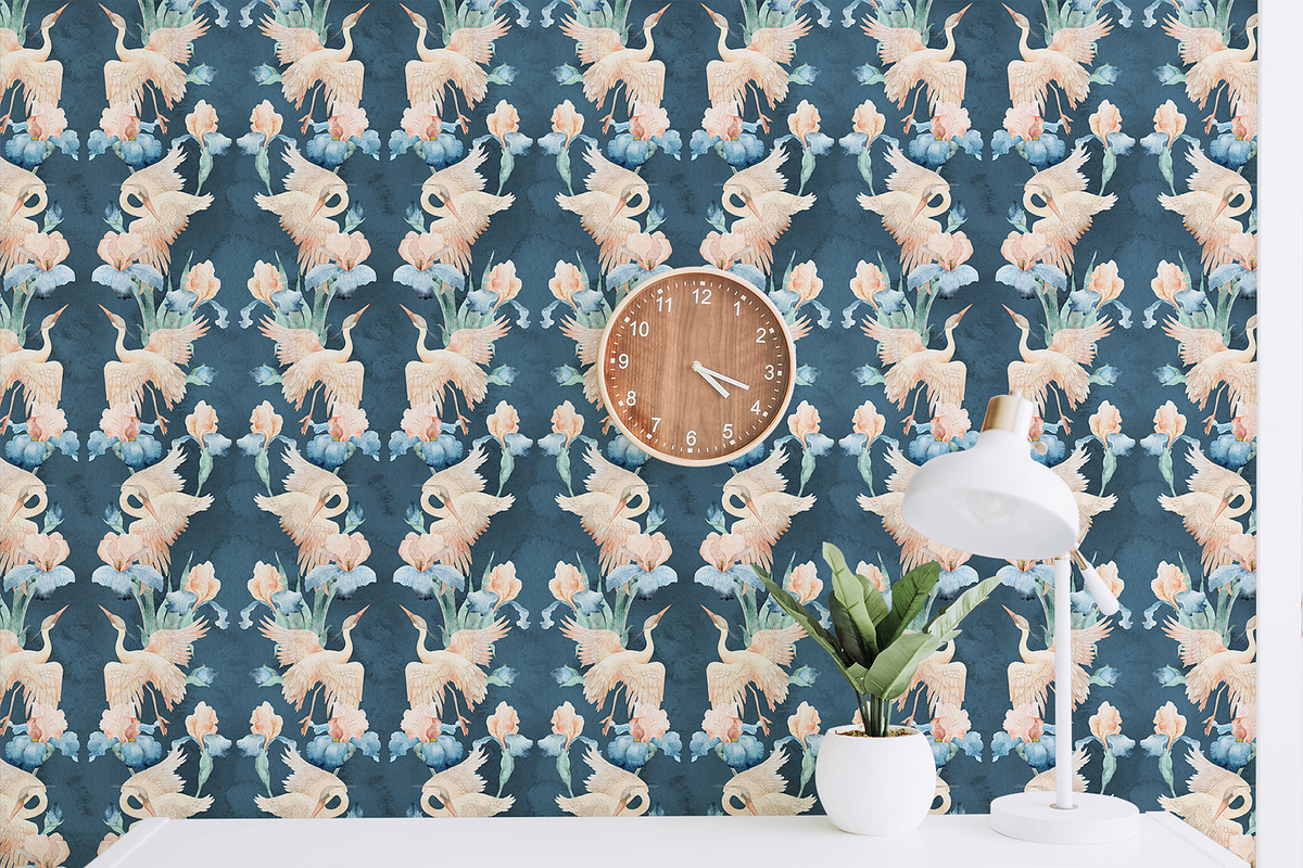 Watercolor Irises Flowers and Herons, an Illustration by Alamella (Photo 11 of 15)
