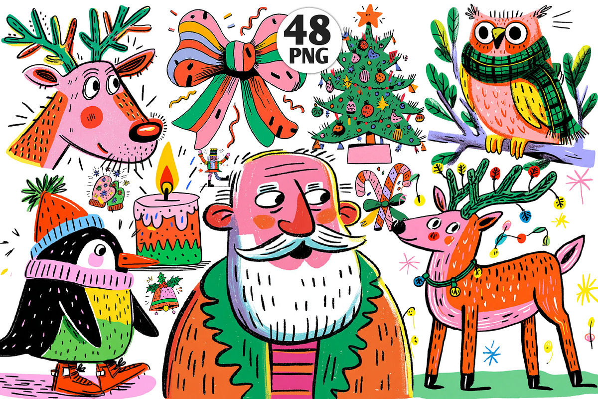 Hand-Drawn Christmas Clipart PNG, an Illustration by Dream Creation (Photo 1 of 5)