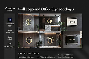 3D Wall Logo Office Branding Mockups