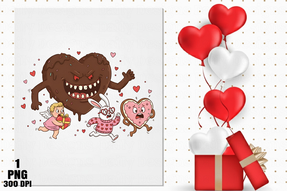 Angry Valentine Chocolate Monster PN, an Illustration by Daily.Designs (Photo 2 of 4)