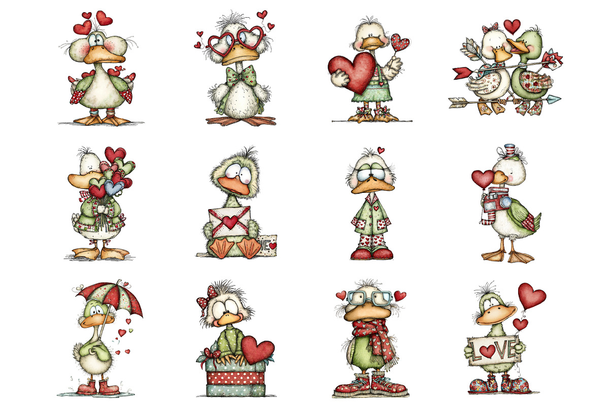 Valentine Day Duck Clipart, an Illustration by Design Market (Photo 2 of 3)