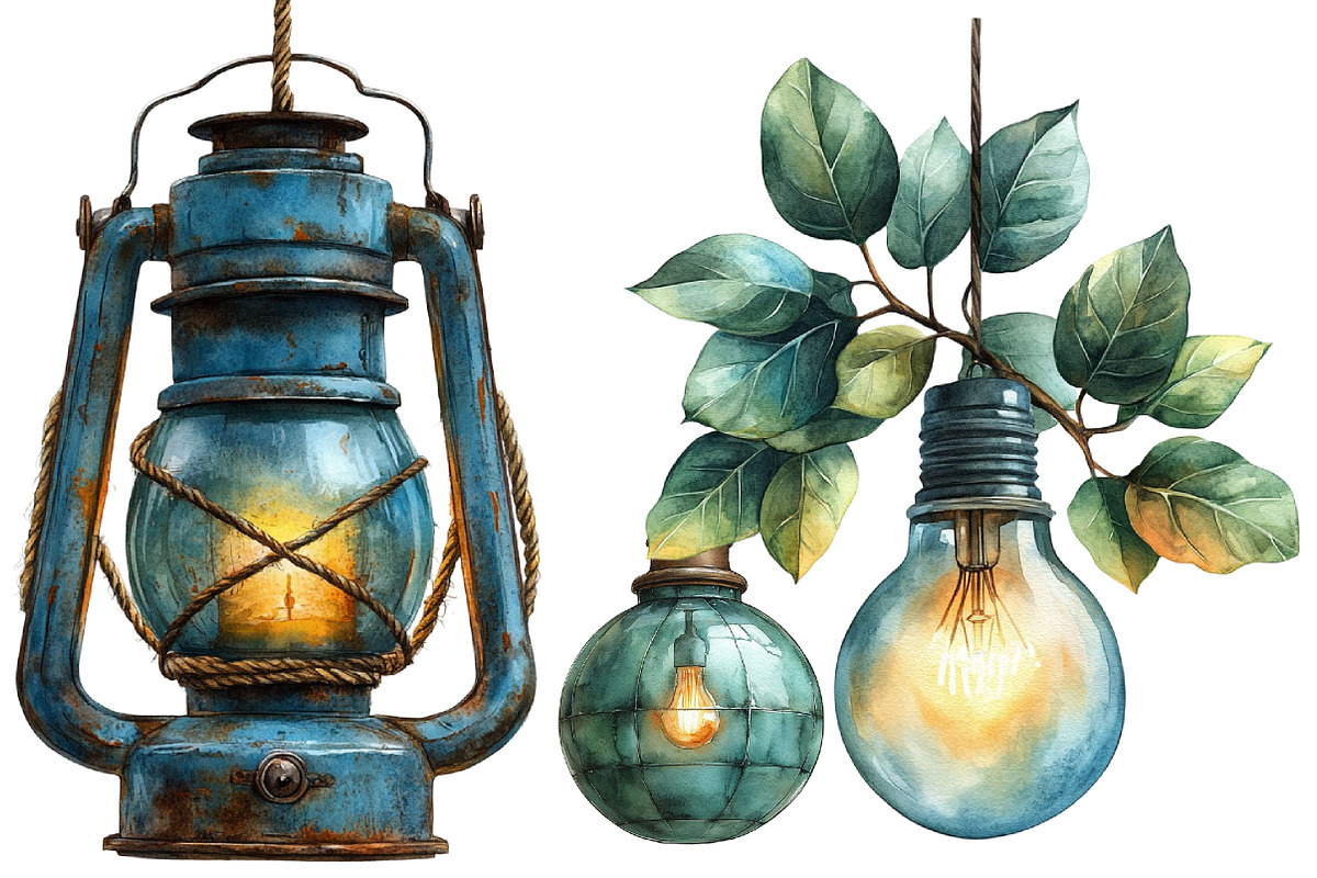 Watercolor Hanging Light  Clipart, an Illustration by Designworld (Photo 4 of 5)
