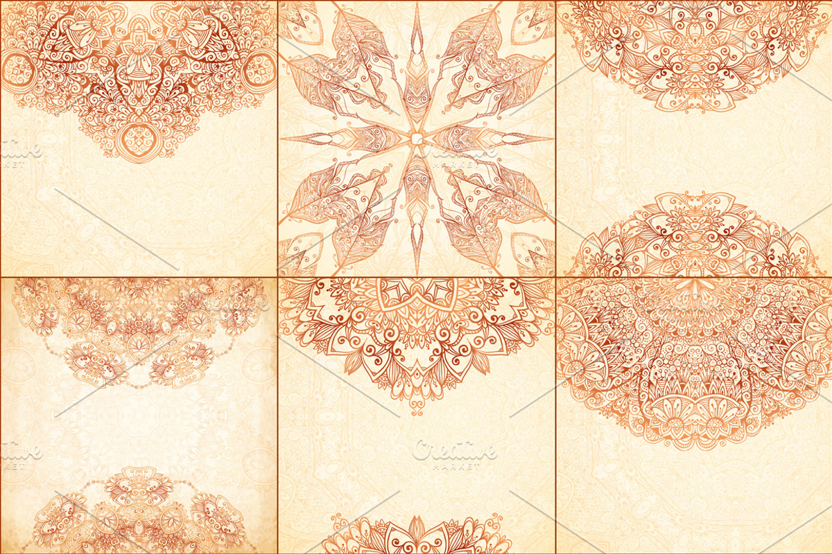 Mehndi Backgrounds BIG set, a Pattern Graphic by Art of Sun (Photo 8 of 12)
