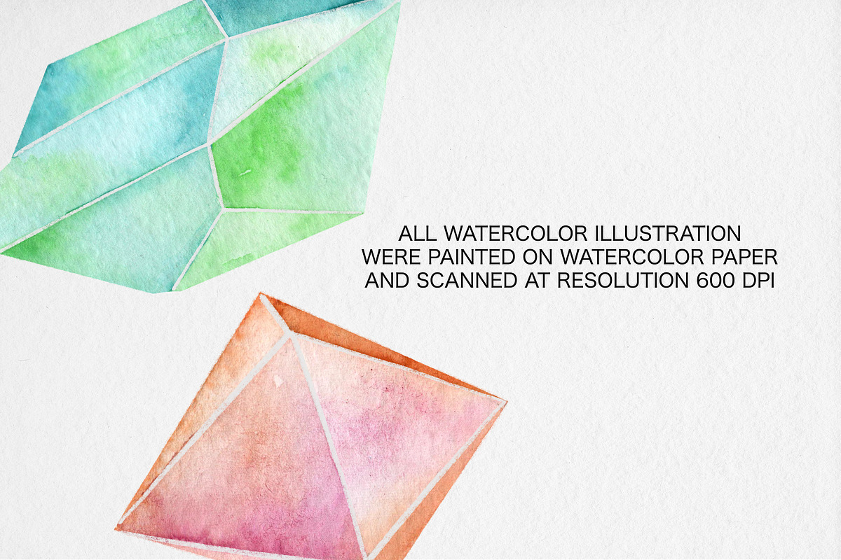 Watercolor Crystals Clipart, an Illustration by MilanaDesignShop (Photo 4 of 4)