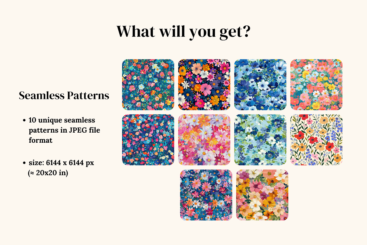 Confetti Meadow Painted Florals, a Pattern Graphic by Ninterints (Photo 2 of 11)