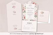 Pink Roses All-In-One Wedding Invite, a Background Graphic by by creative paper (Thumbnail 3 of 4)