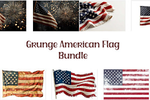 Grunge American Flag Bundle, a Photo by VetalStock