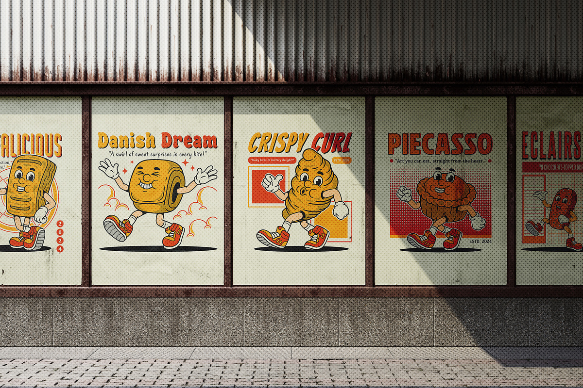 Groovy Pastry Retro Illustration, a Food Illustration by Decoconio Design (Photo 7 of 7)