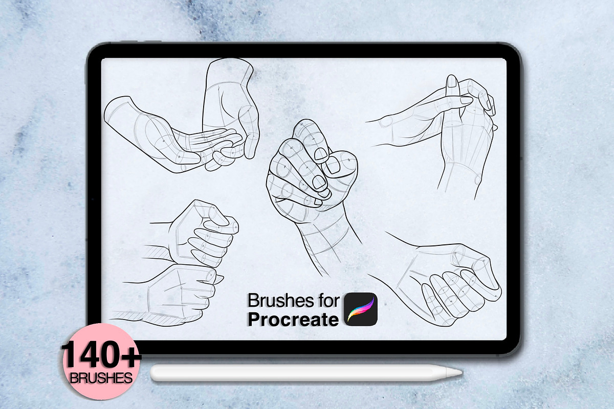 140+ hands anatomy procreate brushes, a Brush Add-On by Arts For Peace (Photo 8 of 9)