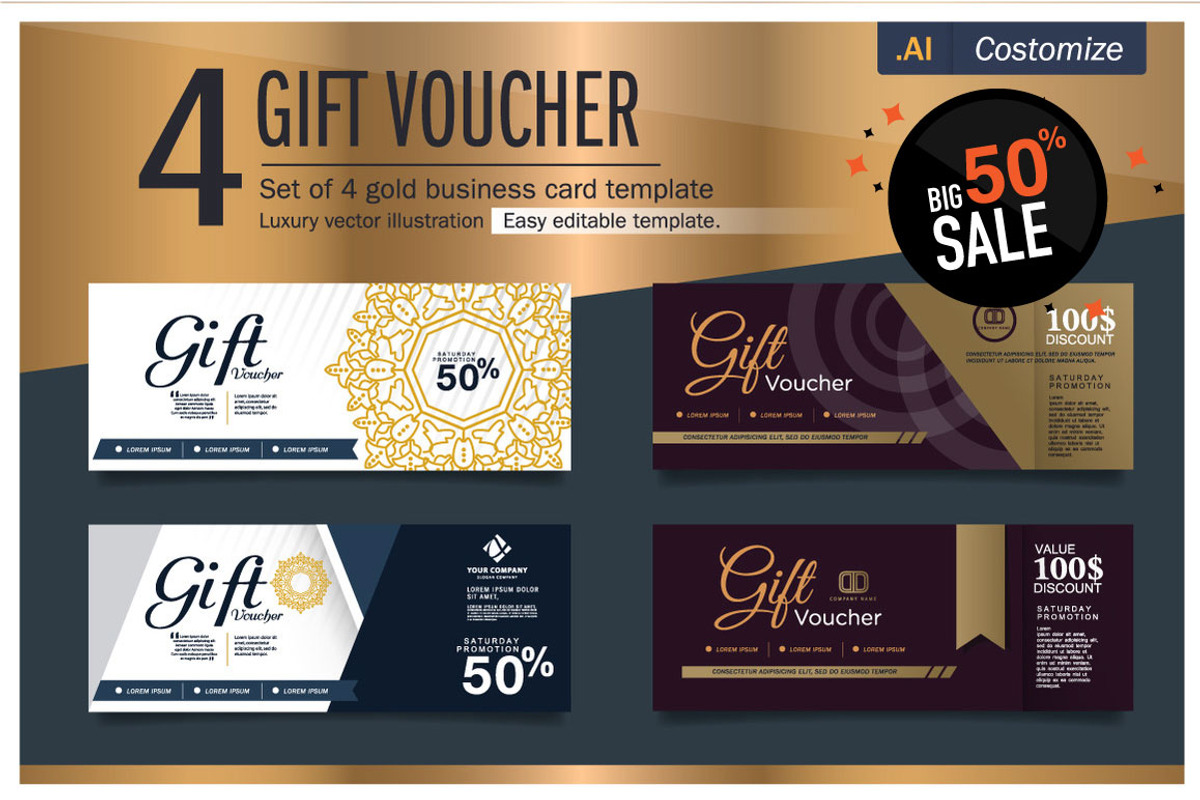 Gift Voucher Gold Template, a Business Card Template by The Sakeet (Photo 1 of 5)