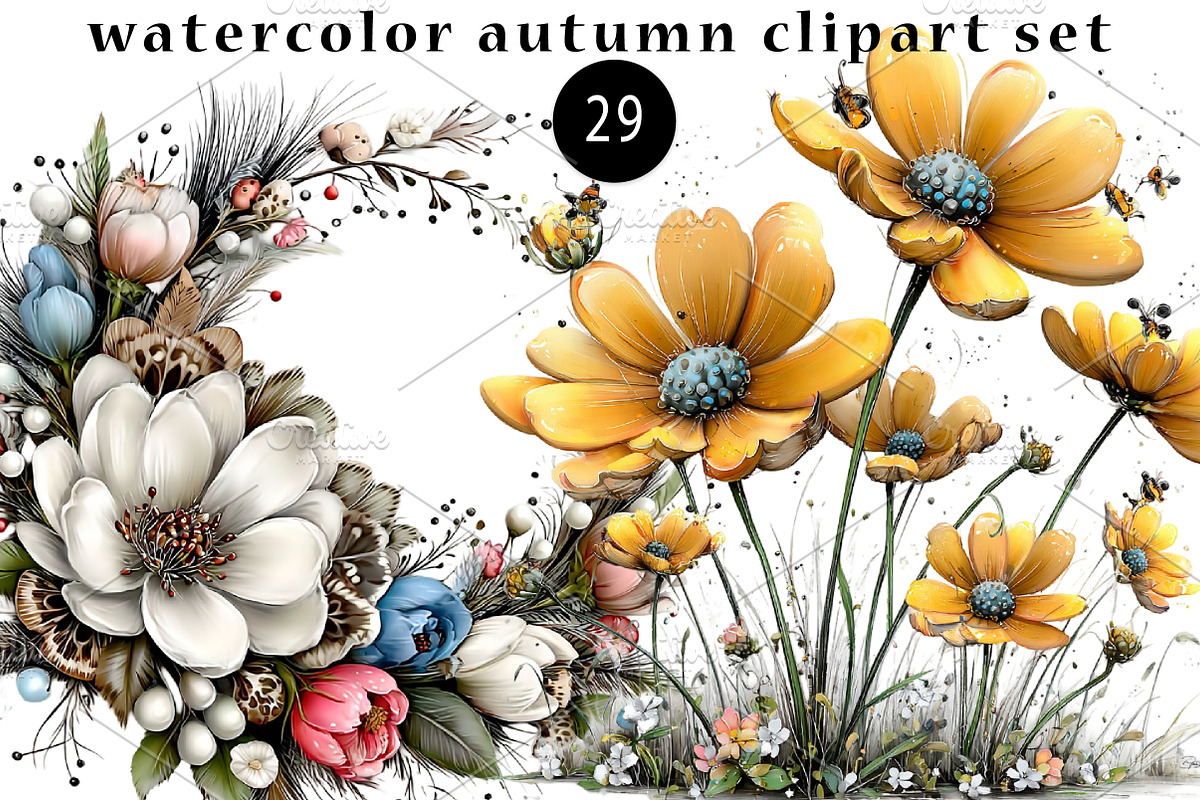 watercolor autumn clipart set, a Seasonal Illustration by CreationArt (Photo 1 of 5)