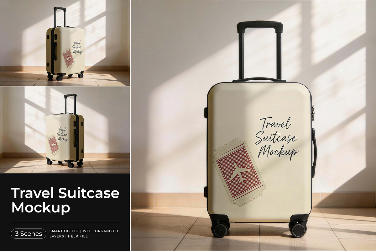 Travel Suitcase Mockup, a Product Mockup by Pitchlook.Studio (Photo 1 of 4)