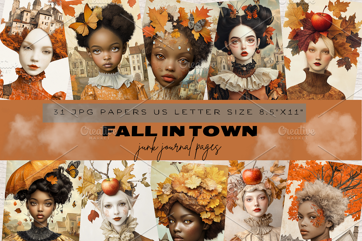 FALL WOMEN PORTRAITS JUNK JOURNAL, a Person Illustration by Daring Digies (Photo 1 of 6)