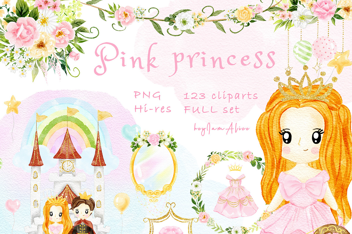 Pink baby princess clipart, a Decorative Illustration by heyiamalice (Photo 1 of 13)