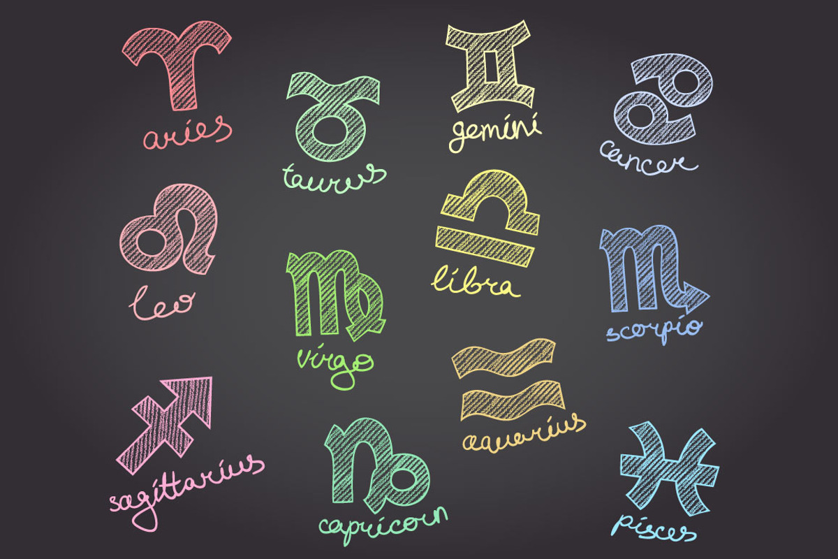 Chalkboard Zodiac Symbols, an Illustration by KatPush