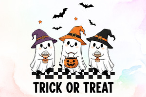 Trick or Treat Ghost Coffee Hallowee, an Illustration by Sublimation Artist