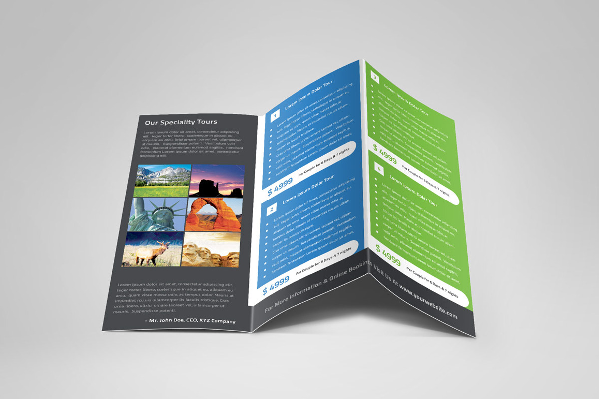 Travel Company Trifold Brochure, a Brochure Template by Saptarang (Photo 4 of 4)
