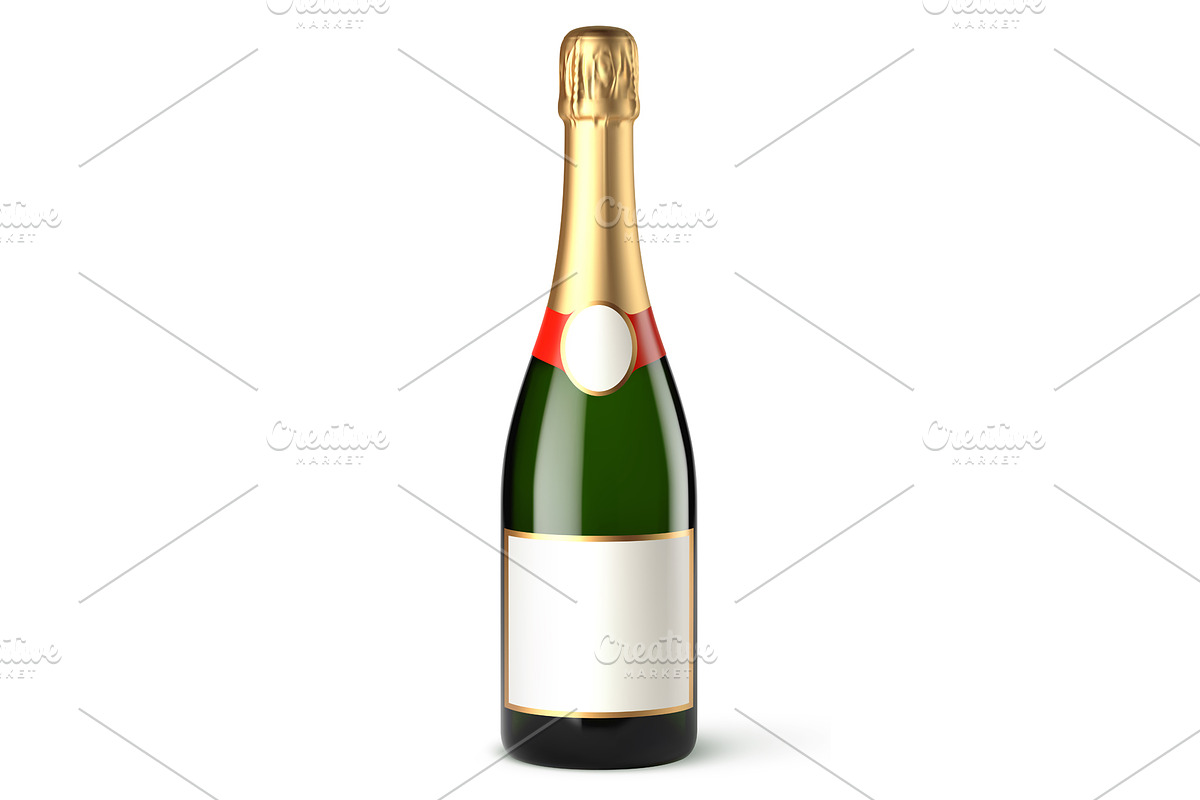 Vector realistic champagne bottle, an Object Graphic by He2
