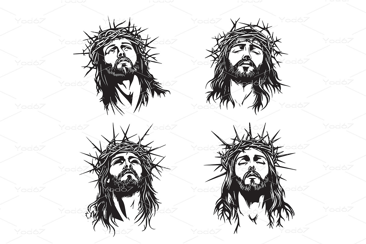 Powerful set of Jesus Christ's head, a Person Illustration by yod67