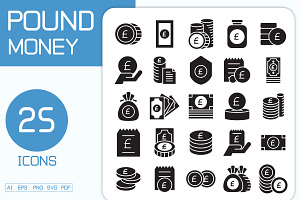 Pound Currency Icons Set, a Finance Illustration by Designfour