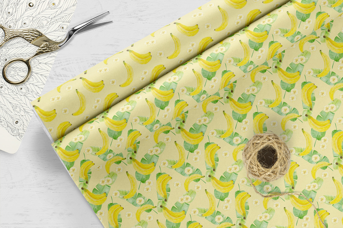 Watercolor Banana Seamless Pattern, a Pattern Graphic by Oksana Dovhopol Art (Photo 10 of 11)