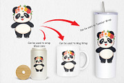 Floral Panda Clipart, a Graphic by Artnoy (Thumbnail 3 of 5)