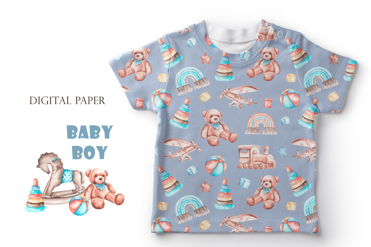 Child boy watercolor set. Birthday., a Person Illustration by SabinaWatercolorArt (Photo 12 of 15)