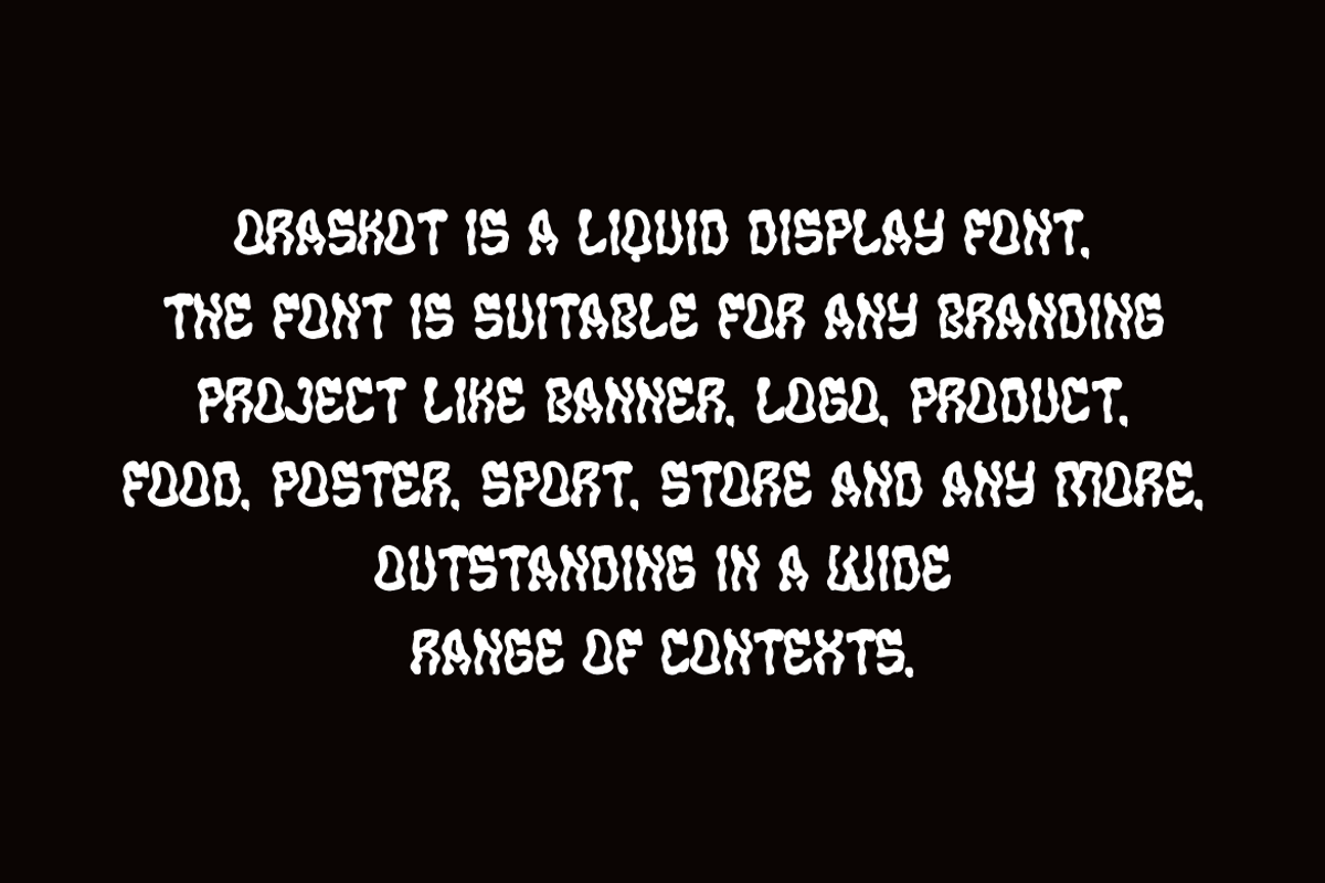 Oraskot - Liquid Display Font, a Handwritten Font by QR Design Studio (Photo 5 of 8)