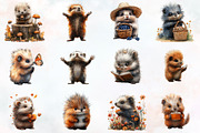 Porcupine Watercolor Cliparts, an Illustration by RobertsArt (Thumbnail 4 of 7)