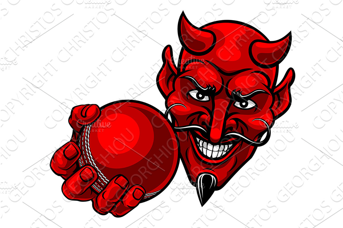 Devil Satan Cricket Sports Mascot, an Illustration by Christos Georghiou