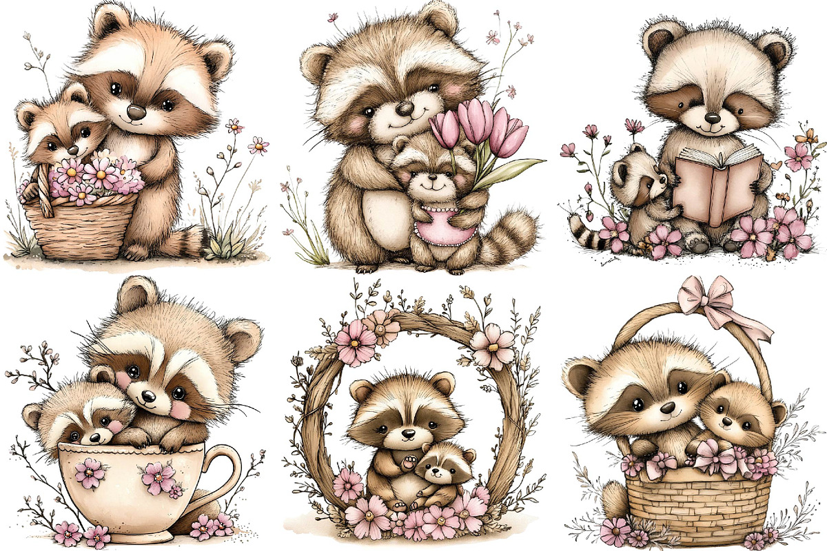 Whimsical Mother's Day Raccoon Clipa, an Illustration by DreamPrint404 (Photo 5 of 6)
