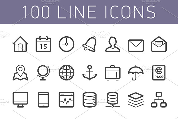 100 Line Icons
