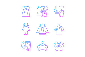 Comfortable Sleepwear Gradient Icons