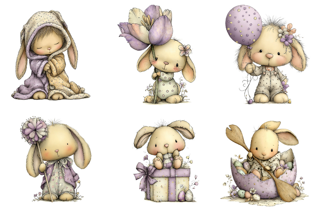Baby Bunny Easter Clipart, an Illustration by CreationArt (Photo 2 of 6)