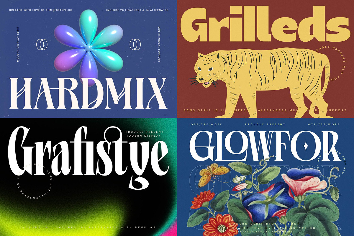 Mega Pack 50 Modern Display Fonts, a Font by timelesstype.co (Photo 2 of 14)