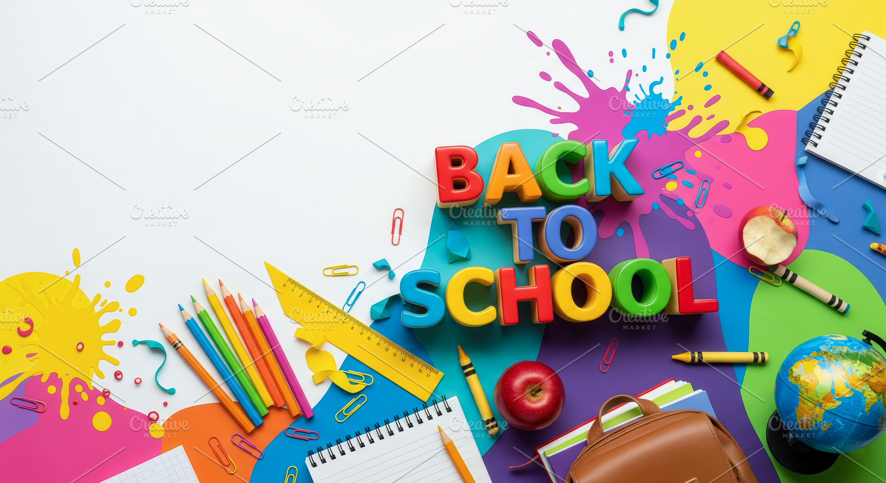 Back-to-school poster with colorful, a School & Education Photo by angellodeco