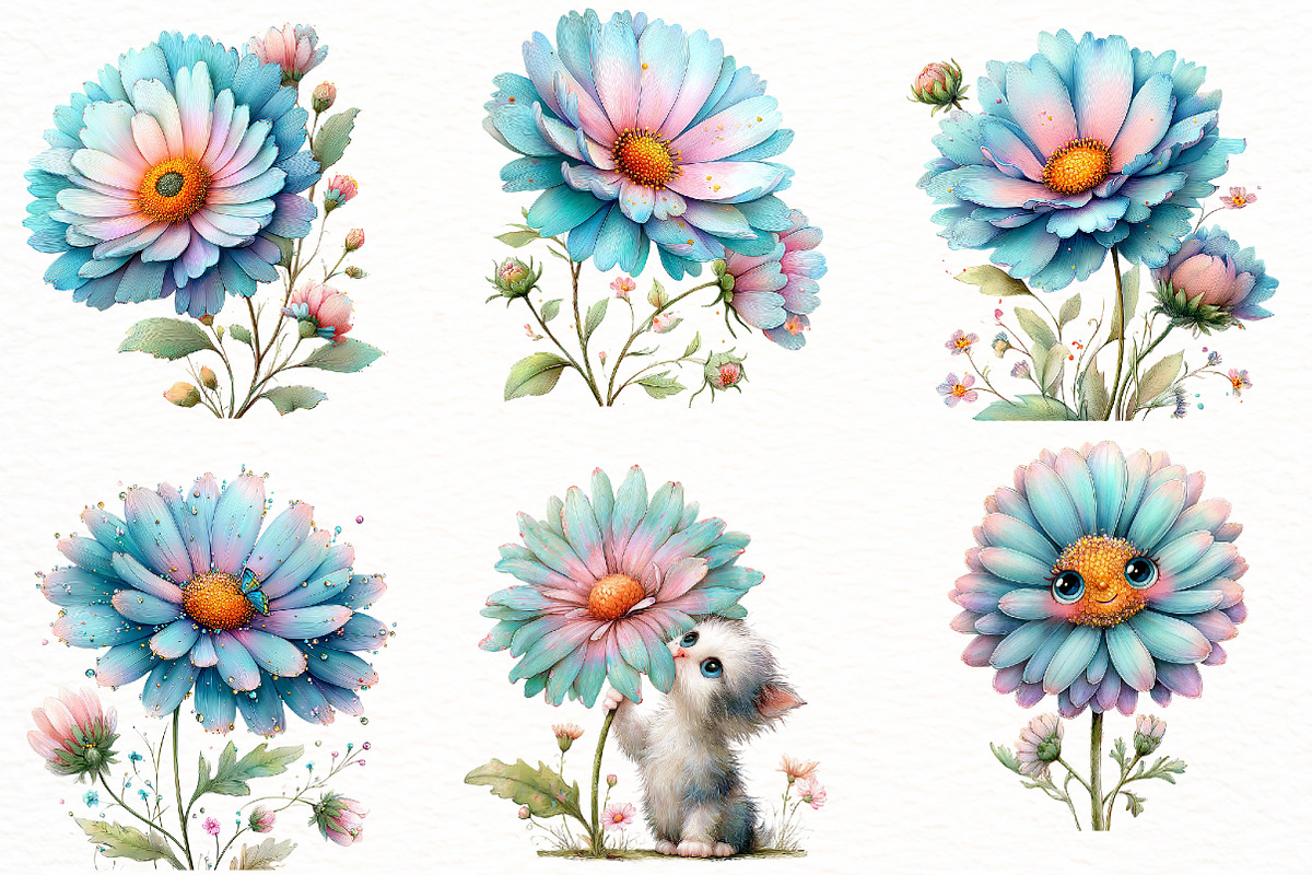 Whimsical Aster Clipart, an Illustration by Designworld (Photo 3 of 7)